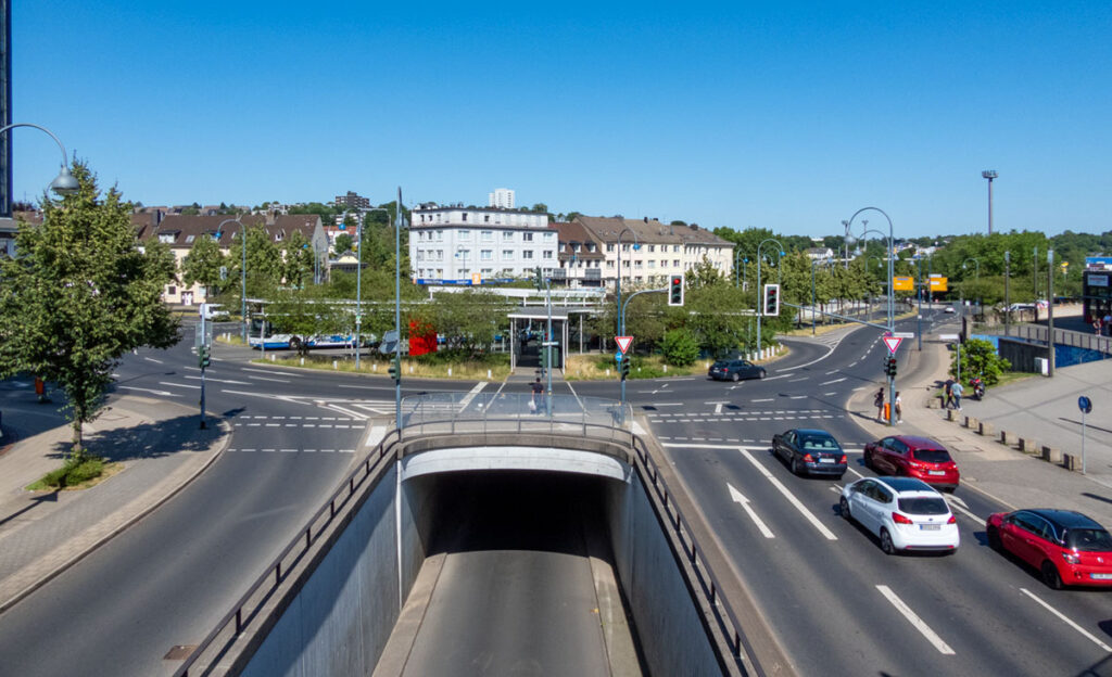Verkehrskreisel Willy Brandt Platz Remscheid von oben